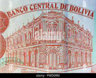 Casa Dorada à Tarija de 20 bolivianos, billets de Bolivie Banque D'Images