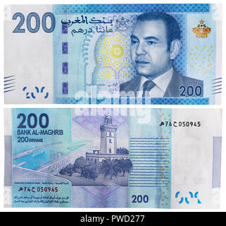 Billet de 200 dirhams, le Roi Mohammed VI, le Maroc, 2012 Banque D'Images