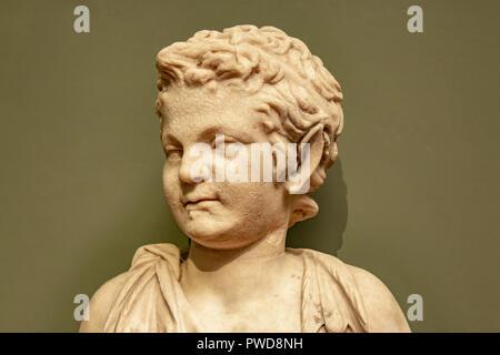 Un 2ème siècle satyre buste romain sur l'affichage à la Galerie des Offices à Florence, Italie. Banque D'Images