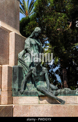 Détail du monument à Christophe Colomb à Rapallo, Ligurie Banque D'Images