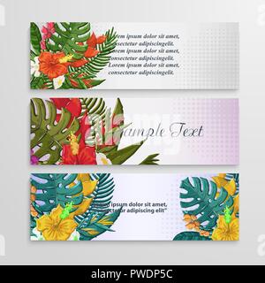 Fond de fleurs tropicales vecteur bannière,isolé,modèle Illustration de Vecteur