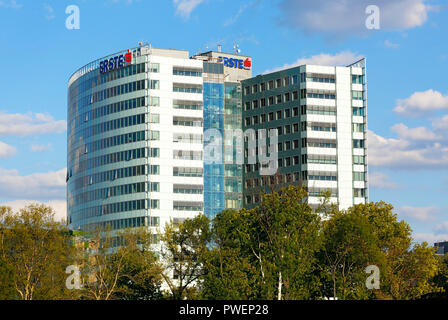 La Hongrie, la Hongrie centrale, Budapest, le Danube, la capitale, bank building, highrise, Erste Bank ATM, Erste Bank, Sparkasse Autriche Hongrie, Autriche Erste Bank, Erste Group Bank AG, de l'économie, du commerce, de l'UNESCO World Heritage Site Banque D'Images