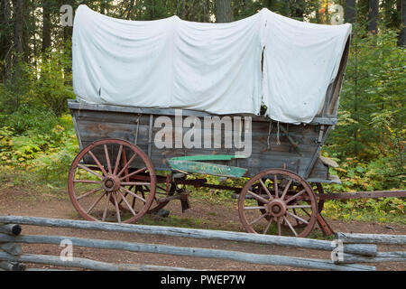 Wagon couvert, émigrant Springs State Park, Oregon Trail National Historic Trail, Oregon Banque D'Images