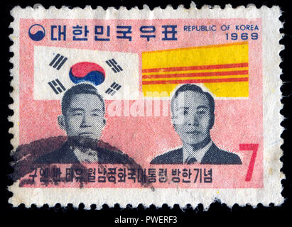 Timbre cachet en provenance de Corée du Sud publié en 1969 Banque D'Images