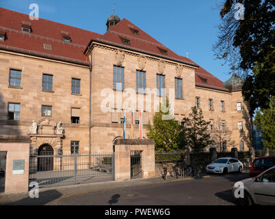 600 d'audience au Palais de justice de Nuremberg, en Allemagne. Emplacement du procès de Nuremberg de criminels de guerre nazis dont Rudolf Hess. Banque D'Images