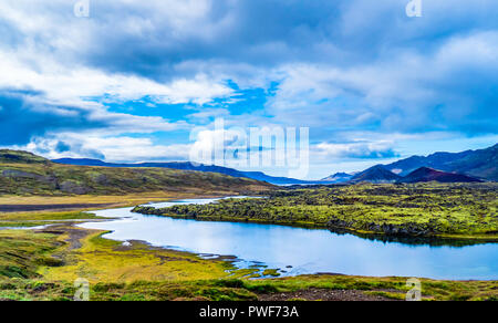 Vue panoramique sur le lac d'Helgafellssveit dans l'Est de l'Islande Banque D'Images