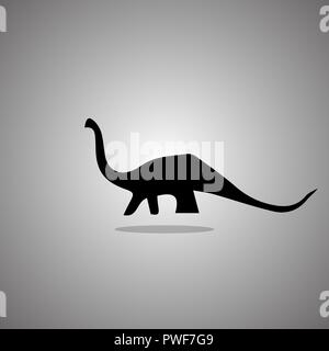 Silhouette d'un brachiosaur sur fond gris avec un dégradé. Vector illustration. Illustration de Vecteur