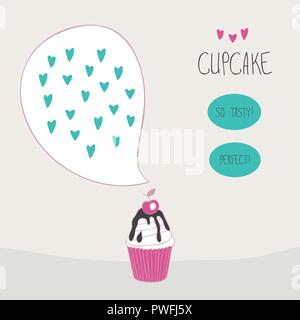 Belle belle caricature yummy cupcake Illustration de Vecteur