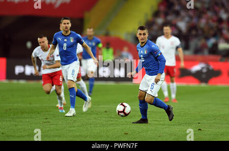 CHORZOW, Pologne - 14 octobre 2018 : la Ligue des Nations Unies de l'UEFA en Pologne et en Italie o/p : Jorginho (Italie) Banque D'Images