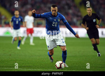 CHORZOW, Pologne - 14 octobre 2018 : la Ligue des Nations Unies de l'UEFA en Pologne et en Italie o/p : Federico Bernardeschi (Italie) Banque D'Images