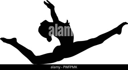 Split gracieuse gymnaste saut en gymnastique artistique Illustration de Vecteur