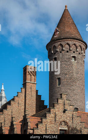 Architecture extérieure de Saint Johns, un musée de l'hôpital pour l'un des plus anciens hôpitaux préservés en Europe, Mariastraat, Bruges, Belgique Banque D'Images