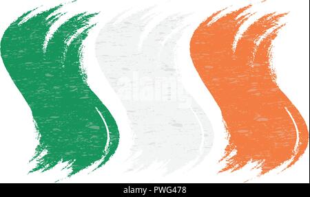Grunge Brush Stroke With Drapeau national de l'Irlande isolé sur un fond blanc. Vector Illustration. Illustration de Vecteur