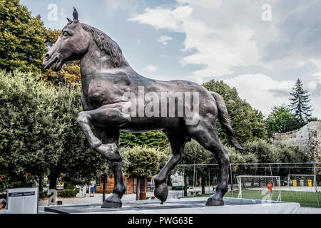 Cheval en bronze statue en fonction de la conception de Léonard de Vinci Banque D'Images