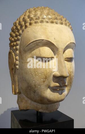 Tête de bouddha, la Chine, Dynastie Tang, viiie siècle, en Banque D'Images