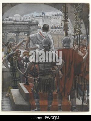 Pilate se lave les mains (Pilate se lave les mains) - James Tissot. Banque D'Images