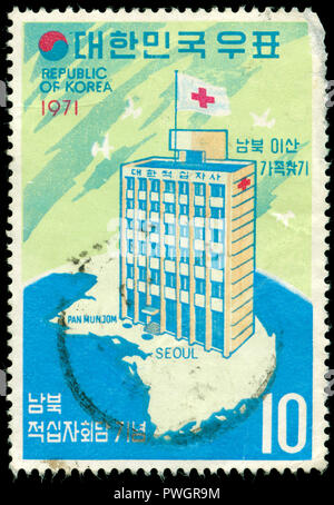Timbre cachet de la Corée du Sud, publié en 1971 Banque D'Images