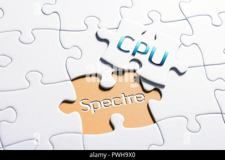 Les mots CPU et spectre de pièce manquante Puzzle Banque D'Images