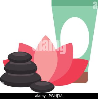 Crème fleur de lotus en pierre de soins de santé spa vector illustration Illustration de Vecteur