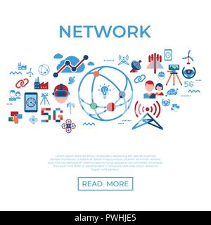 Vecteur de la technologie numérique mobile et réseau de collecte simple icons set style télévision infographie Illustration de Vecteur