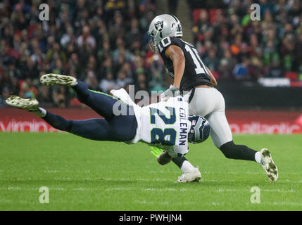 Londres, ANGLETERRE - 14 OCTOBRE : NFL : OCT 14 série internationale - Seahawks à Raiders(Photo par Glamourstock Banque D'Images