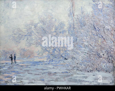 Peinture 'Frost à Giverny" (1889) de Claude Monet peintre impressionniste français sur l'affichage à son exposition rétrospective à l'Albertina Museum de Vienne, en Autriche. L'exposition consacrée au fondateur de la peinture impressionniste français s'exécute jusqu'à 6 janvier 2019. Banque D'Images