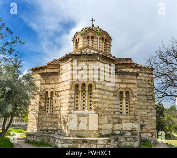 Agora antique Market Place église byzantine de Saints Apôtres Solaki Acropole Athènes Grèce. Agora fondée 6e siècle avant J.-C. Banque D'Images