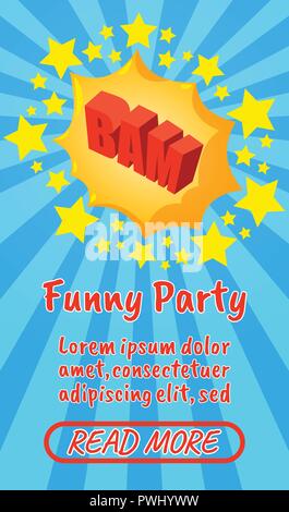 Funny party concept bannière, comics style isométrique Illustration de Vecteur