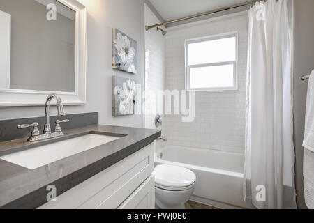 Blanc et gris moderne salle de bains design Banque D'Images