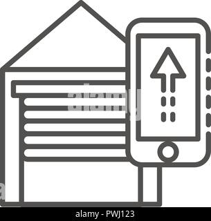 Ouvrez l'icône Smart garage style du contour, Illustration de Vecteur