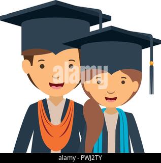 Couple de diplômés caractère avatar Illustration de Vecteur