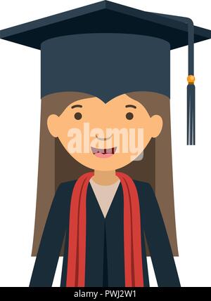 Jeune femme diplômé caractère avatar Illustration de Vecteur