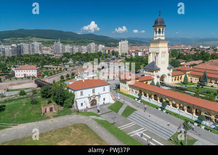 Alba Iulia Vue aérienne de la Citadelle Alba-Carolina à Alba Iulia, Roumanie. Banque D'Images
