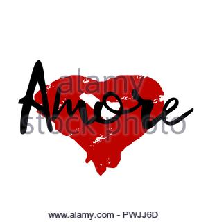 Amore Amour Mot Manuscrit En Italien Inscrivez Romantique Image Vectorielle Stock Alamy