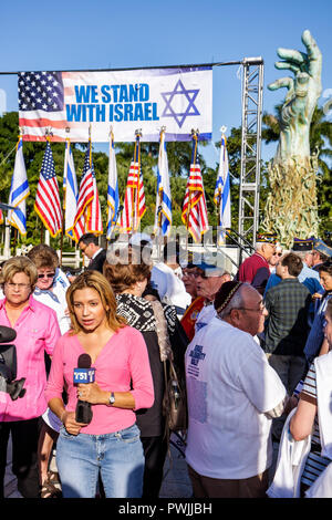 Miami Beach Florida,Mémorial de l'Holocauste,rassemblement de solidarité d'Israël,Juifs,Etat juif,sionisme,religion,tradition,patrimoine,manifestation antisémitisme,Moyen-Orient Banque D'Images