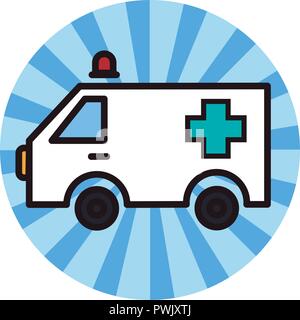 Véhicule d'urgence Ambulance à rayures symbole icône ronde vecteur illustration graphic design Illustration de Vecteur