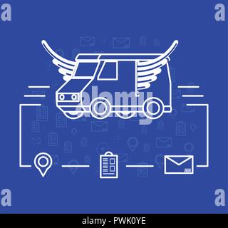 Des camions de livraison de l'flying service logistique vector illustration design Illustration de Vecteur