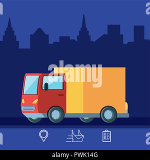 Des camions de livraison de service logistique vecteur icône isolé illustration design Illustration de Vecteur