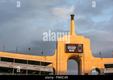 Coliseum stadium péristyle pour le Colorado Buffaloes vs USC Trojans CIP-12 jeu de football au Los Angeles Memorial Coliseum, le samedi 13 octobre 2018 (Photo par Jevone Moore) Banque D'Images