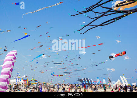 CERVIA, ITALIE - 1 mai : ciel plein de cerfs-volants pour l'International du cerf-volant le 1 mai 2010 à Cervia, en Italie. Ce festival rassemble des cerfs-volistes du monde entier chaque année depuis 1981. Banque D'Images