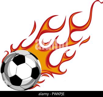 Ballon de soccer en feu. Illustration sur fond blanc Illustration de Vecteur