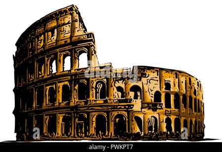 Vector illustration Coliseum. Histoire Bâtiment art Attractions Italie Illustration de Vecteur