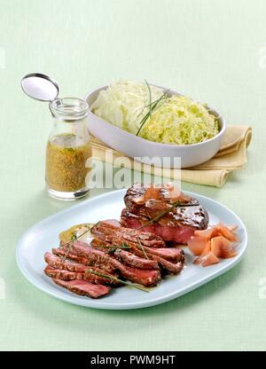 Tagliata di manzo (tranches de filet de boeuf, Italie) Banque D'Images