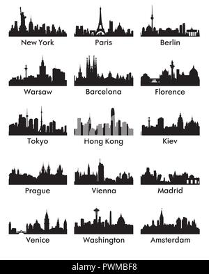 ​​Silhouette ville skyline 15 vector illustration Illustration de Vecteur