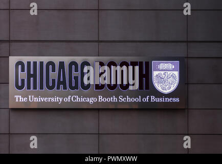 CHICAGO, ILLINOIS - 10 juillet 2018 - Logo de l'Université de Chicago Booth School of Business (également connu sous le nom de Chicago Booth, ou de la cabine) Banque D'Images