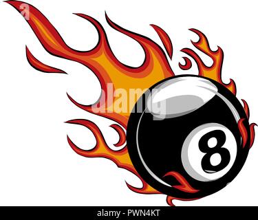 Flaming Billard 8 Ball Vector Cartoon tout en feu flammes Illustration de Vecteur