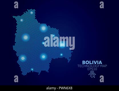 La technologie de la carte à points de la Bolivie. Concept de communication de données modernes Illustration de Vecteur
