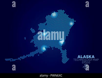 La technologie de la carte à points de l'Alaska. Concept de communication de données modernes Illustration de Vecteur