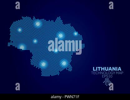 La technologie de la carte à points de la Lituanie. Concept de communication de données modernes Illustration de Vecteur