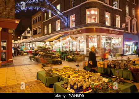 Flower Stand à Newgate Street dans le Parlement sur le marché de Noël de New York Banque D'Images